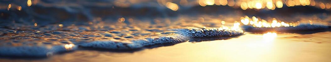 Waves shimmer in the sunset photo