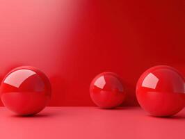 three red spheres on a red background photo