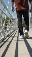 Man steps on bridge video