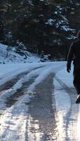 Running Snowy Forest Path video