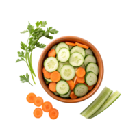 Fresh and Vibrant A Bowl of Crisp Cucumbers and Carrots png
