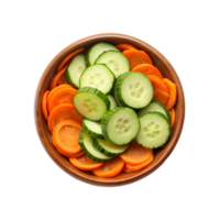 Fresh and Vibrant A Bowl of Cucumbers and Carrots png