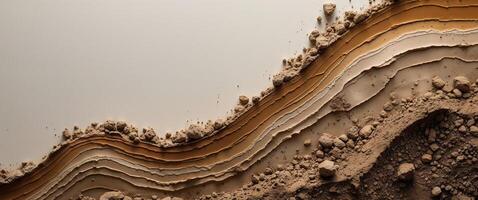 soil profile represents layers of history and change that are stored in earth illustrating connection between time and memory. photo