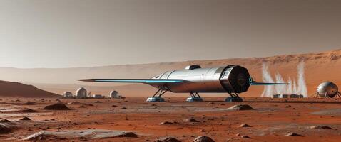 Human colony established on Mars with advanced spacecraft photo