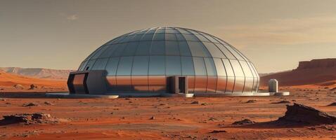 A dome on the surface of the red planet photo