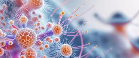 A close up of a cell with many different types of cells photo