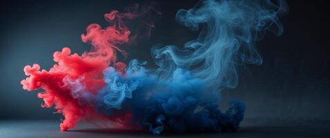 Abstract Red Blue Smoke Fumes Dark Background photo