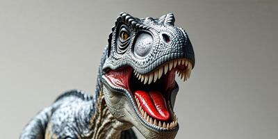 A dinosaur with a mouth open and red tongue. photo