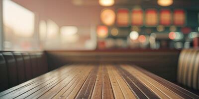 A table in a restaurant with a blurry background photo