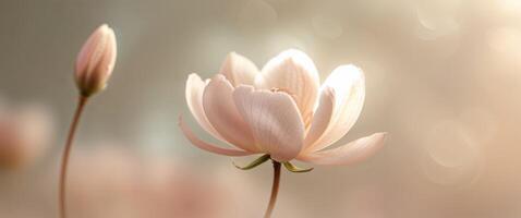 Delicate Blooming Flower in Soft Focus with Warm Background Glow photo