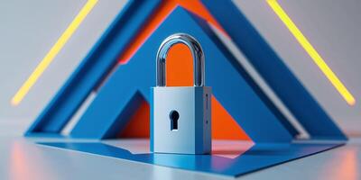 Padlock Security Concept in Geometric Shape with Modern Vivid Colors photo