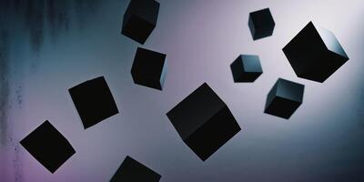 Floating Black Cubes in Abstract Background photo