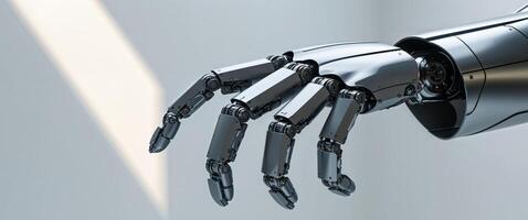 Futuristic robotic hand with advanced technology and artificial intelligence photo