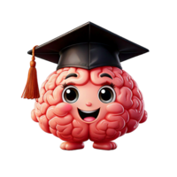 cute illustration brain graduation png