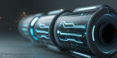 Advanced Technology Tubes with Futuristic Interface and Glow Effects photo
