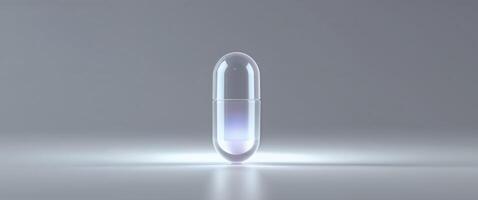 Glowing supplement capsule promoting wellness and performance optimization on black background photo