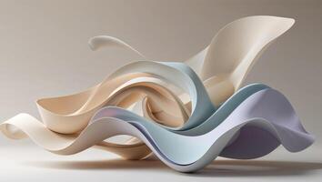 Flowing abstract shapes create a harmonious blend of soft colors in a serene design setting photo