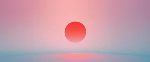 Blue and pink background with a red sun in the background. photo