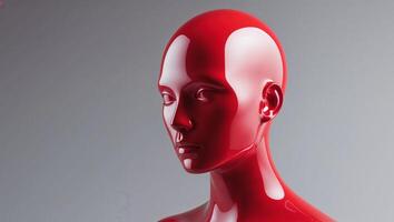 Futuristic Abstract Red Mannequin with Glossy Finish and Smooth Lines photo