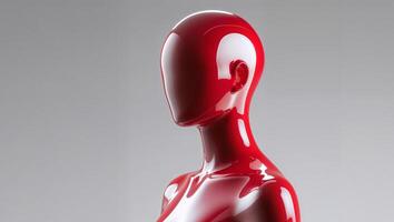 Futuristic Abstract Red Mannequin with Glossy Finish and Smooth Lines. photo