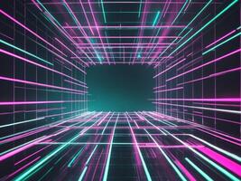Abstract neon lights in a tunnel photo