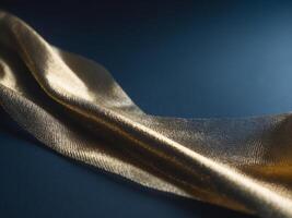 A golden silk fabric on a dark background photo