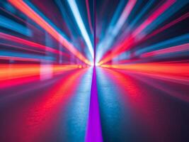 A blue and red light show with a purple line in the middle photo