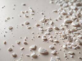 white crushed stones on light surface creating abstract background photo