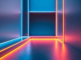 Neon Outline Effect Scene with Outline with Contrasts. photo