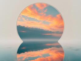 A door with a view of the sky and water photo