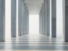Empty white columns in a long hallway photo
