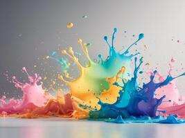 Colorful paint splashes on a white background photo