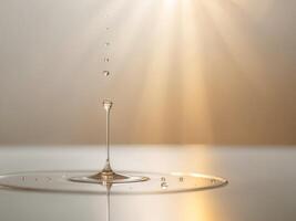 Water droplets falling from a surface photo