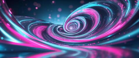 Futuristic Pop Art with Metallic and Neon Colors in a Cosmic Swirl photo