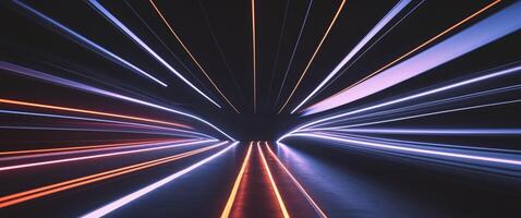 Abstract background with colorful light streaks on a black backdrop photo