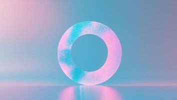 Abstract Gradient Circle with Holographic Texture in Blue and Pink Soft Lighting Background photo