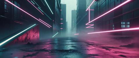 Abstract futuristic techno vibes in neon. photo