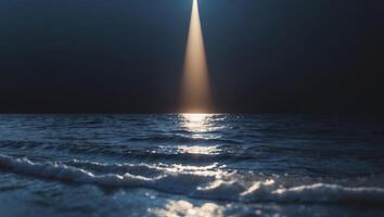 Dark background with a light shining on the water photo