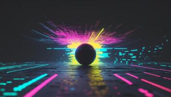 Cyberpunk Glitch Effect Moment with Effect with Glow. photo