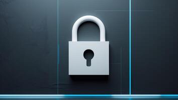 Digital security graphic layout showcasing a padlock symbol and dark background elements photo