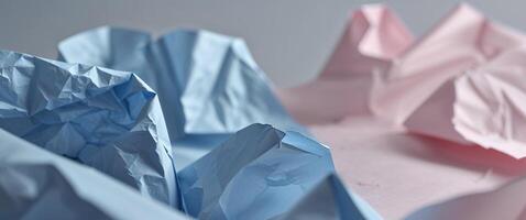 Crumpled blue pink paper texture background design photo