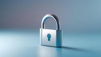 A lock with a keyhole on a blue background photo