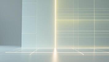 Abstract background with neon lines and white walls photo