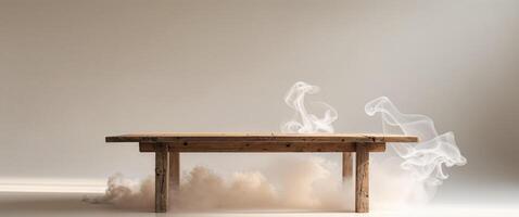 A table with smoke coming out of it photo