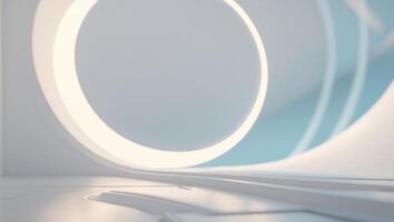 A futuristic white room with a circular light photo