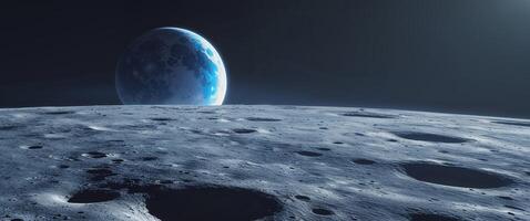 An image of the moon and earth from space photo