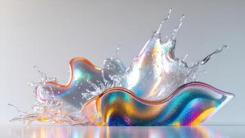 A colorful liquid splashing on a white surface photo
