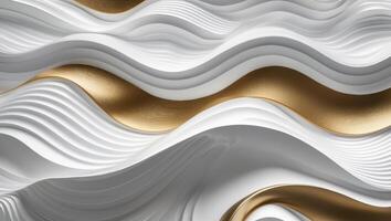 3d rendering of a white and gold wave pattern photo