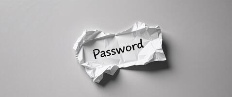 Crumpled paper with the word password written on it, 3d rendering stock photo