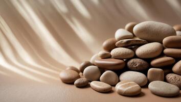 A pile of stones on a table photo